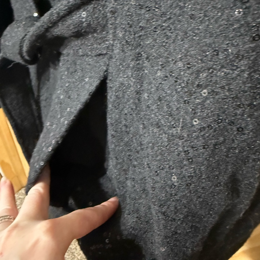 Calvin Klein Black Cape with Wide Collar and Belt - Picture 4 of 4